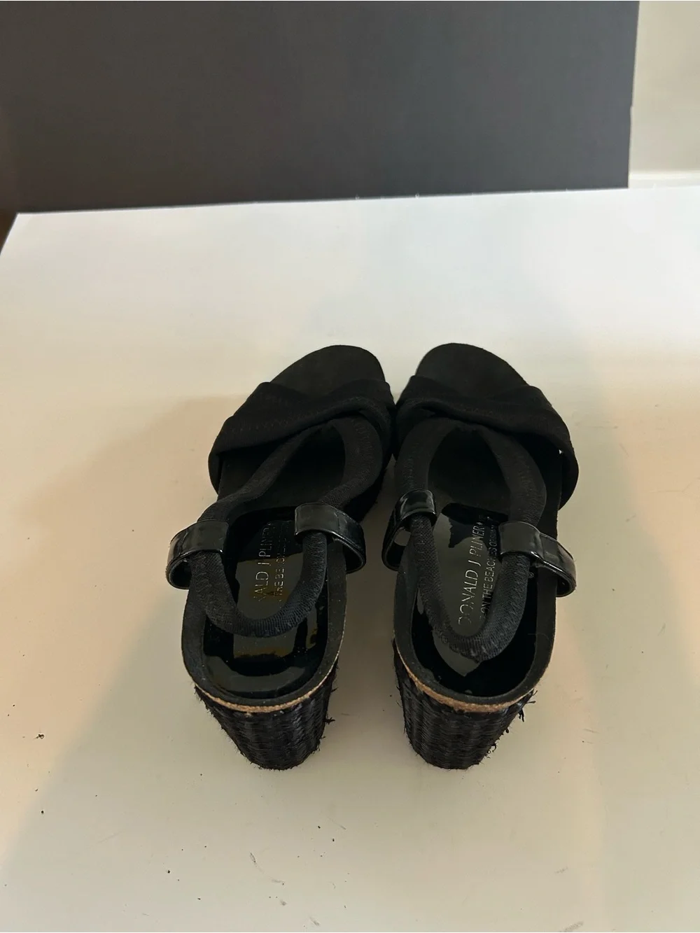 Donald J. Pliner Black Wedge Slingback Sandals